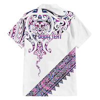 Mawhero Paua shell Kowhaiwhai Taniko Personalised Family Matching Puletasi and Hawaiian Shirt Manta Ray Shark-Turtle Maori Tribal Style