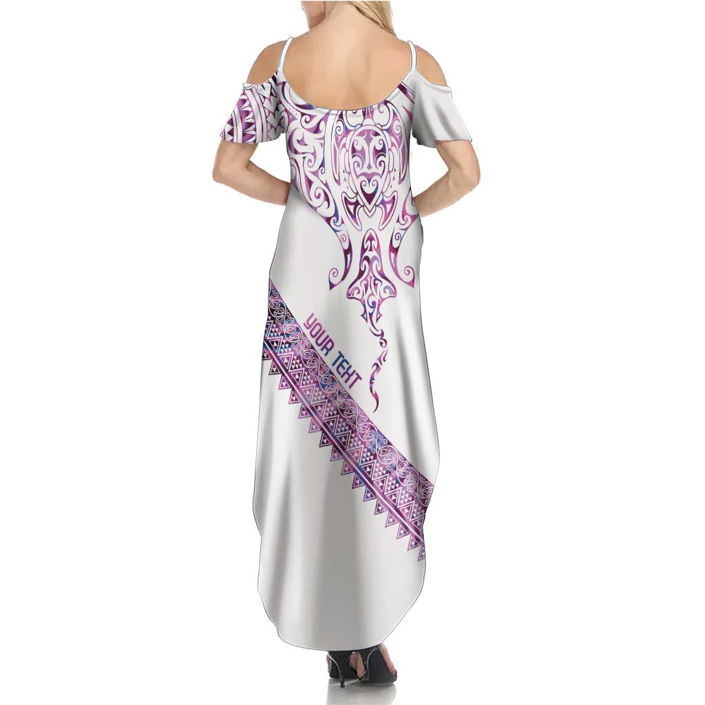 Mawhero Paua shell Kowhaiwhai Taniko Personalised Family Matching Summer Maxi Dress and Hawaiian Shirt Manta Ray Shark-Turtle Maori Tribal Style