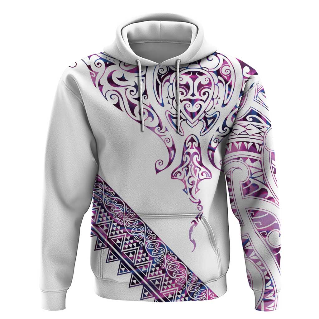 Mawhero Paua shell Kowhaiwhai Taniko Personalised Hoodie Manta Ray Shark-Turtle Maori Tribal Style LT9 Pullover Hoodie Pink - Polynesian Pride