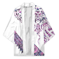 Mawhero Paua shell Kowhaiwhai Taniko Personalised Kimono Manta Ray Shark-Turtle Maori Tribal Style LT9 Unisex Pink - Polynesian Pride