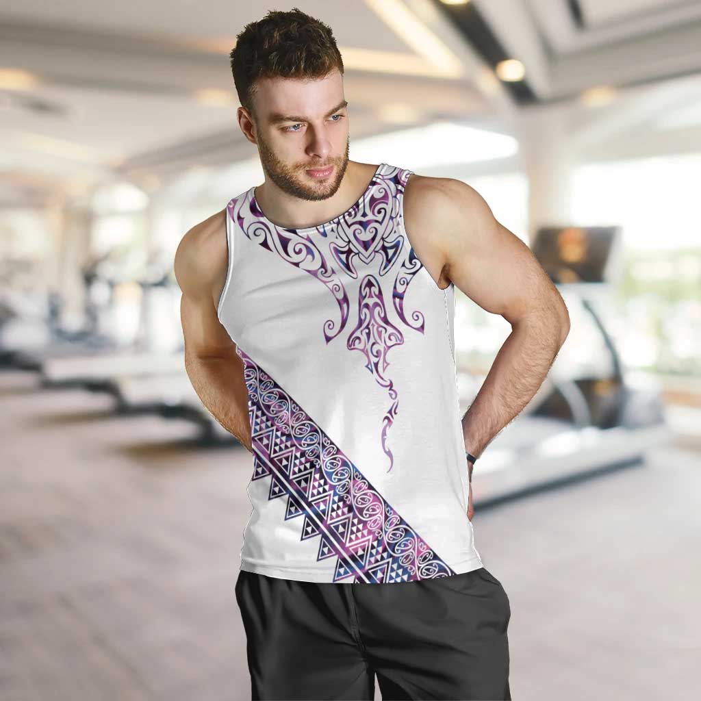 Mawhero Paua shell Kowhaiwhai Taniko Personalised Men Tank Top Manta Ray Shark-Turtle Maori Tribal Style LT9 Pink - Polynesian Pride