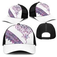 Mawhero Paua shell Kowhaiwhai Taniko Mesh Trucker Cap Manta Ray Shark-Turtle Maori Tribal Style LT9 - Polynesian Pride