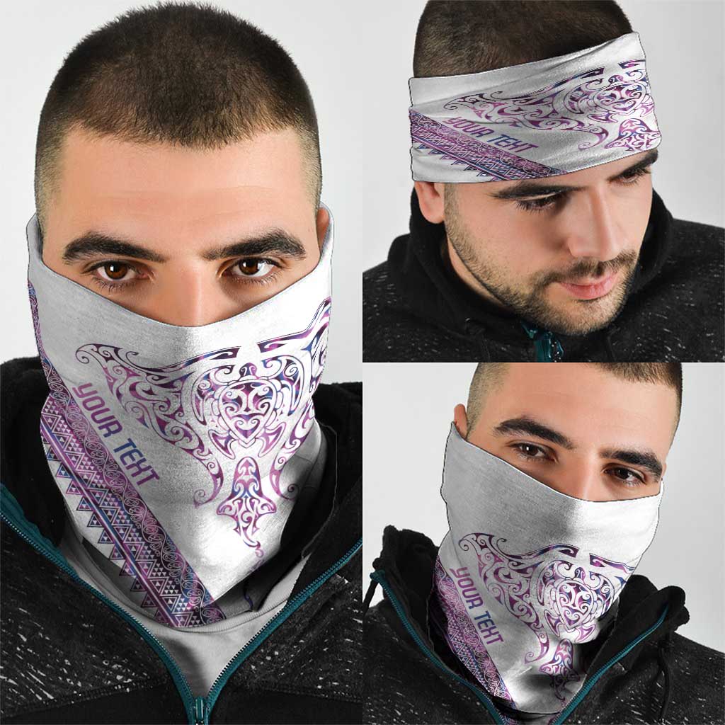 Mawhero Paua shell Kowhaiwhai Taniko Personalised Neck Gaiter Manta Ray Shark-Turtle Maori Tribal Style LT9 - Polynesian Pride