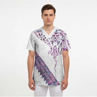 Mawhero Paua shell Kowhaiwhai Taniko Personalised Scrub Top Manta Ray Shark-Turtle Maori Tribal Style LT9 - Polynesian Pride
