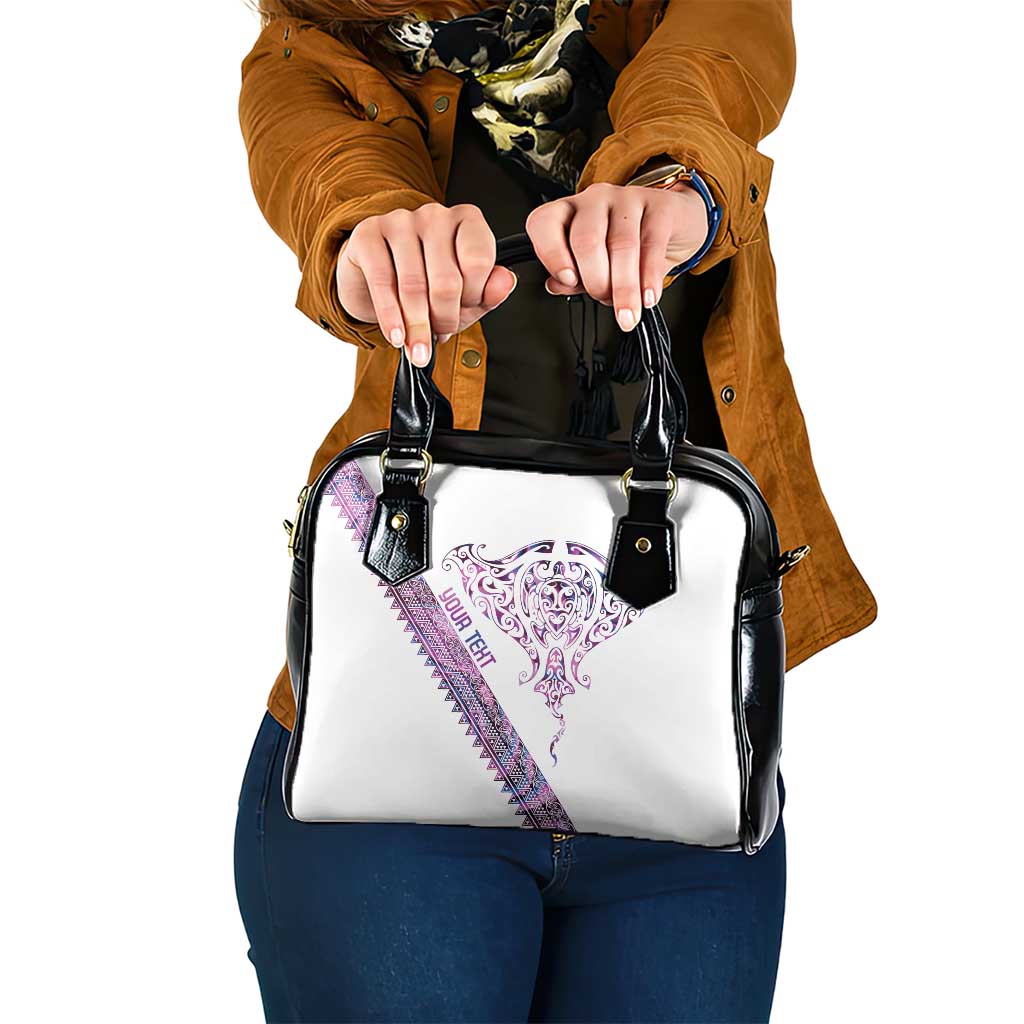 Mawhero Paua shell Kowhaiwhai Taniko Personalised Shoulder Handbag Manta Ray Shark-Turtle Maori Tribal Style LT9 One Size Pink - Polynesian Pride