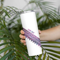 Mawhero Paua shell Kowhaiwhai Taniko Personalised Skinny Tumbler Manta Ray Shark-Turtle Maori Tribal Style