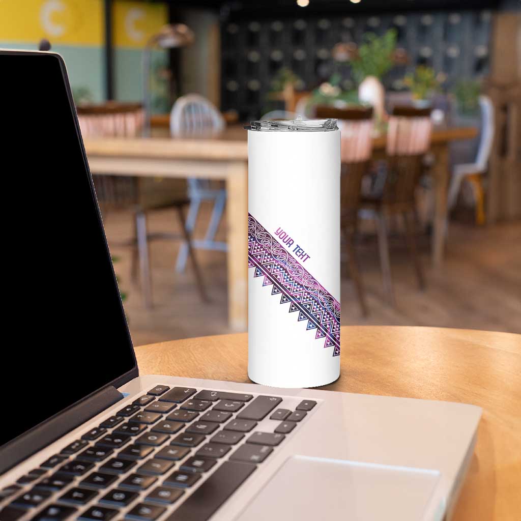 Mawhero Paua shell Kowhaiwhai Taniko Personalised Skinny Tumbler Manta Ray Shark-Turtle Maori Tribal Style