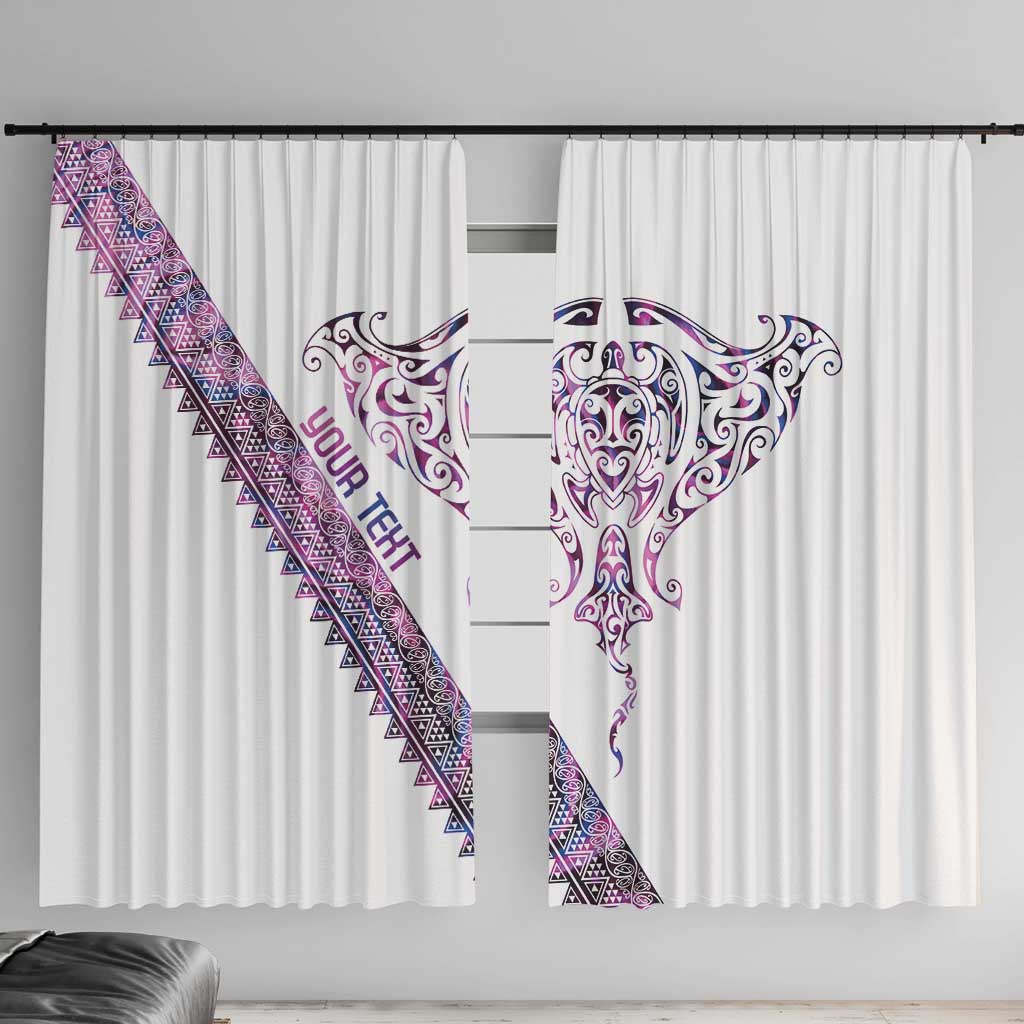 Mawhero Paua shell Kowhaiwhai Taniko Personalised Window Curtain Manta Ray Shark-Turtle Maori Tribal Style LT9 With Hooks Pink - Polynesian Pride