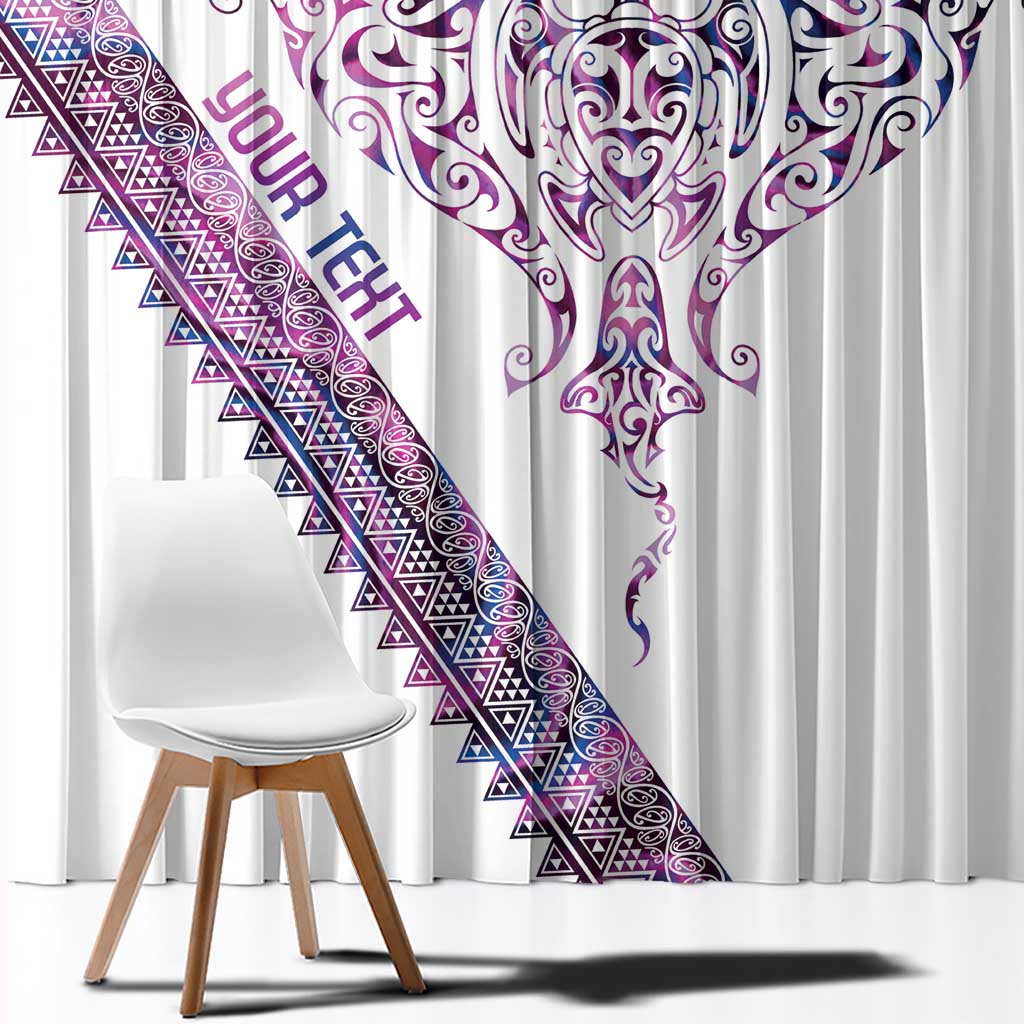 Mawhero Paua shell Kowhaiwhai Taniko Personalised Window Curtain Manta Ray Shark-Turtle Maori Tribal Style LT9 - Polynesian Pride