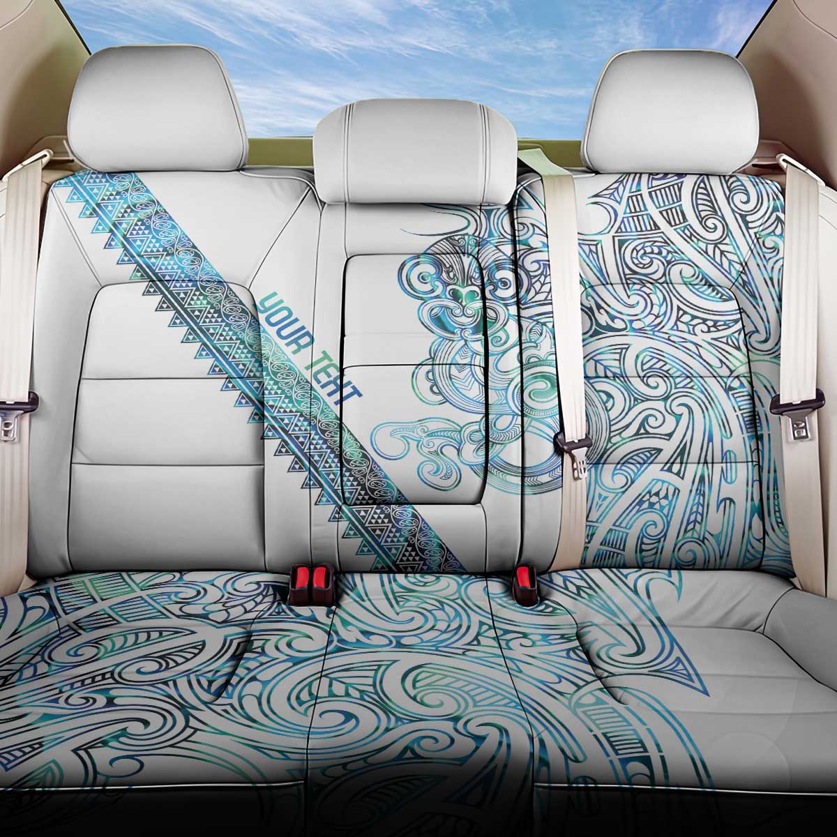 Kahui Whetu Paua shell Kowhaiwhai Taniko Personalised Back Car Seat Cover Taniwha Maori Tribal Style