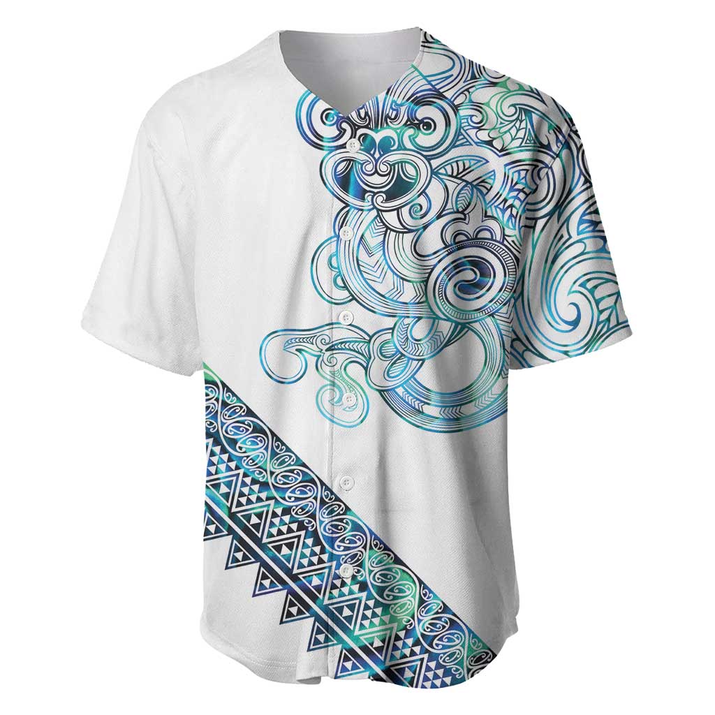 Kahui Whetu Paua shell Kowhaiwhai Taniko Personalised Baseball Jersey Taniwha Maori Tribal Style LT9 Blue - Polynesian Pride