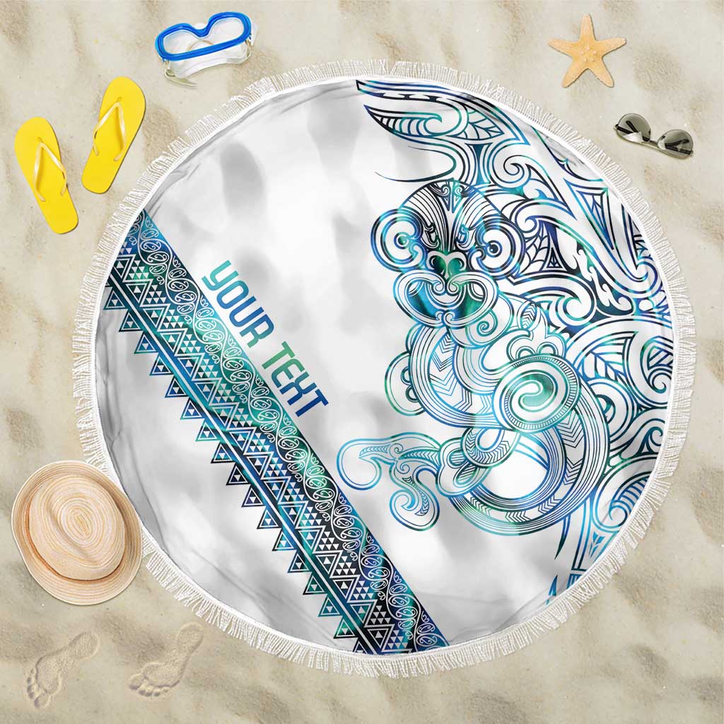 Kahui Whetu Paua shell Kowhaiwhai Taniko Personalised Beach Blanket Taniwha Maori Tribal Style LT9 One Size 150cm Blue - Polynesian Pride
