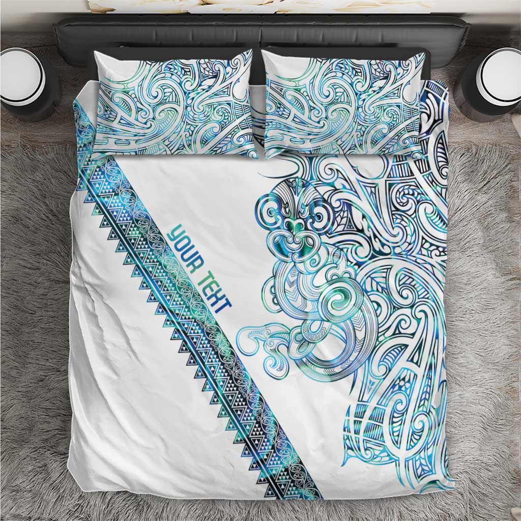 Kahui Whetu Paua shell Kowhaiwhai Taniko Personalised Bedding Set Taniwha Maori Tribal Style LT9 Blue - Polynesian Pride