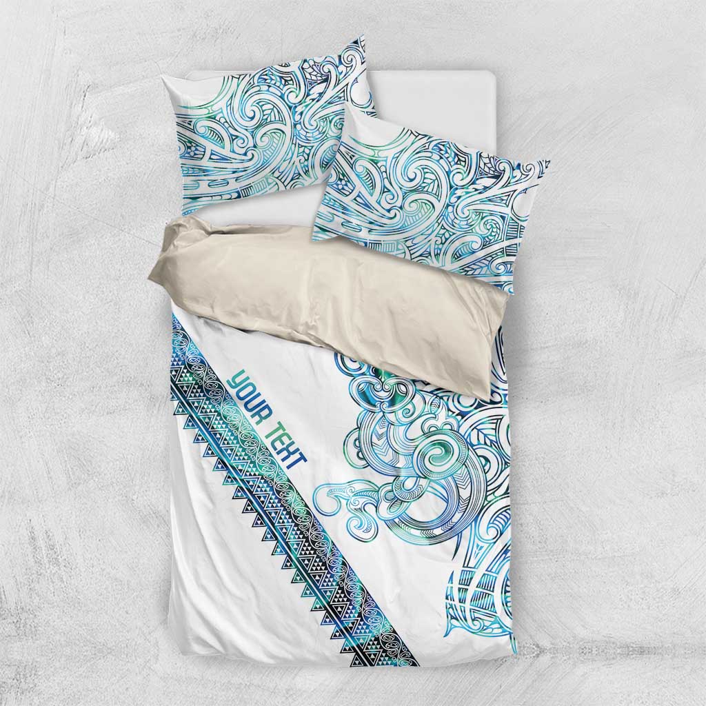 Kahui Whetu Paua shell Kowhaiwhai Taniko Personalised Bedding Set Taniwha Maori Tribal Style LT9 US Twin 172cm x 218cm Blue - Polynesian Pride