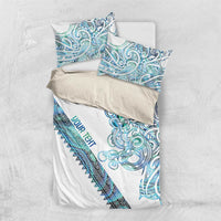 Kahui Whetu Paua shell Kowhaiwhai Taniko Personalised Bedding Set Taniwha Maori Tribal Style LT9 US Twin 172cm x 218cm Blue - Polynesian Pride