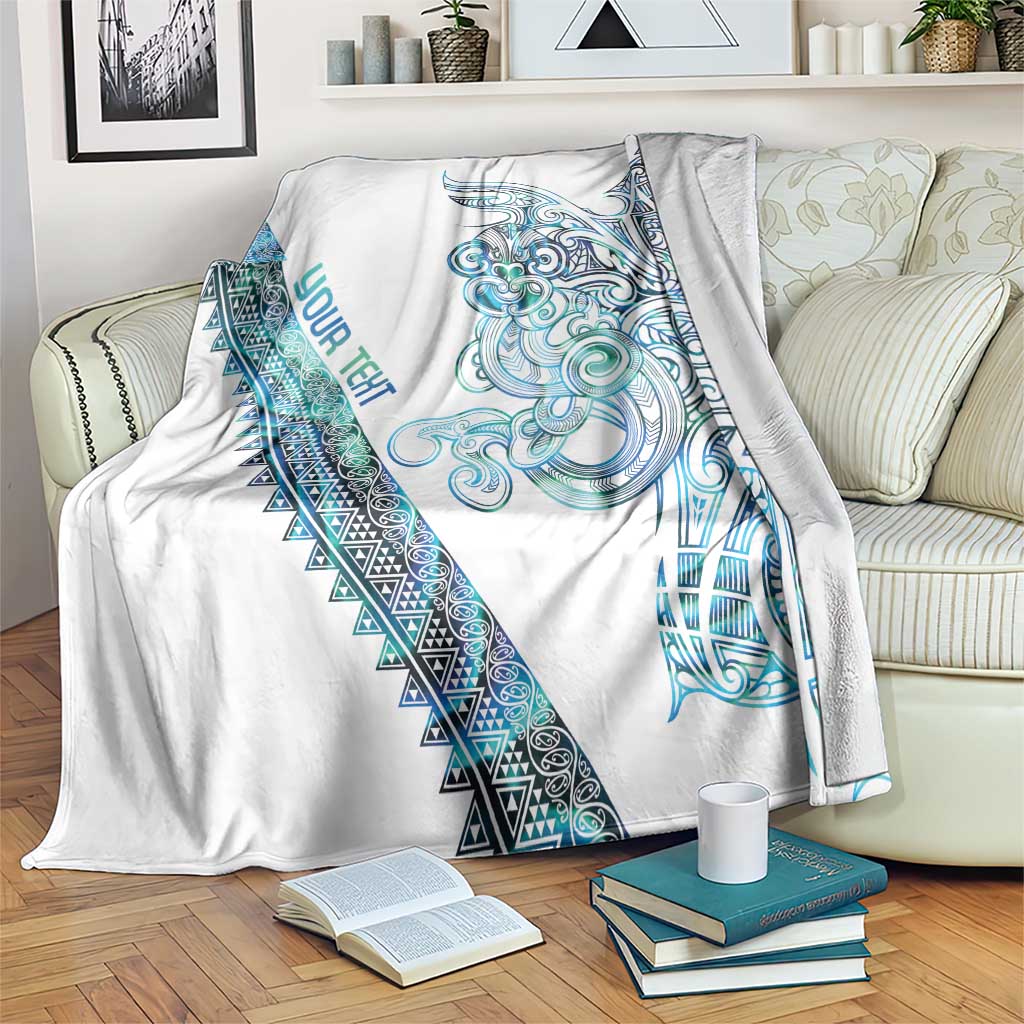 Kahui Whetu Paua shell Kowhaiwhai Taniko Personalised Blanket Taniwha Maori Tribal Style LT9 Blue - Polynesian Pride