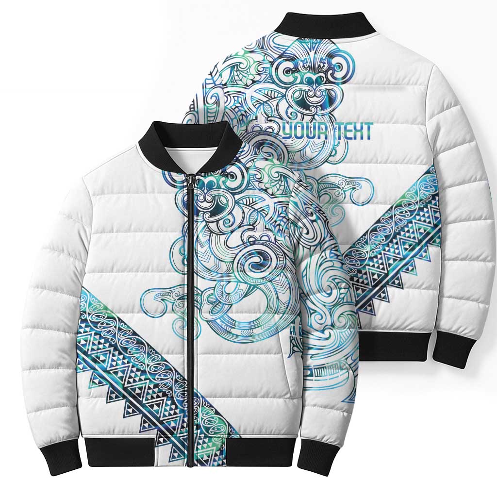 Kahui Whetu Paua shell Kowhaiwhai Taniko Personalised Bomber Puffer Jacket Taniwha Maori Tribal Style LT9 - Polynesian Pride