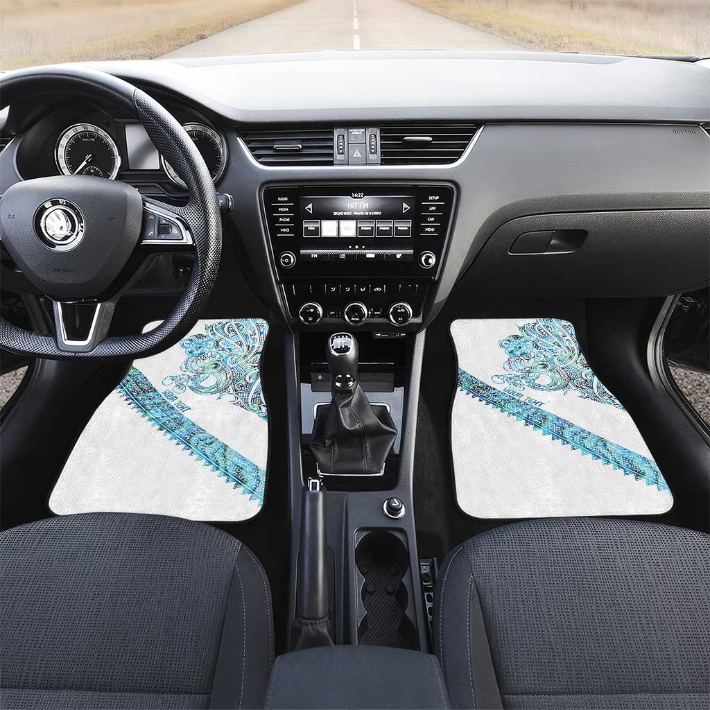 Kahui Whetu Paua shell Kowhaiwhai Taniko Personalised Car Mats Taniwha Maori Tribal Style LT9 Set 2pcs - Front Blue - Polynesian Pride