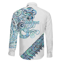 Kahui Whetu Paua shell Kowhaiwhai Taniko Personalised Family Matching Off Shoulder Maxi Dress and Hawaiian Shirt Taniwha Maori Tribal Style