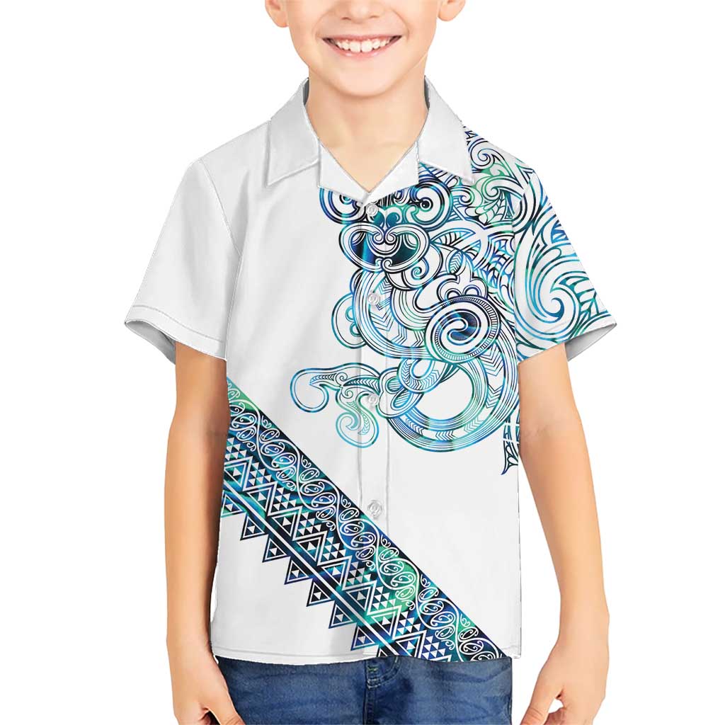 Kahui Whetu Paua shell Kowhaiwhai Taniko Personalised Family Matching Summer Maxi Dress and Hawaiian Shirt Taniwha Maori Tribal Style