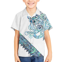 Kahui Whetu Paua shell Kowhaiwhai Taniko Personalised Family Matching Summer Maxi Dress and Hawaiian Shirt Taniwha Maori Tribal Style