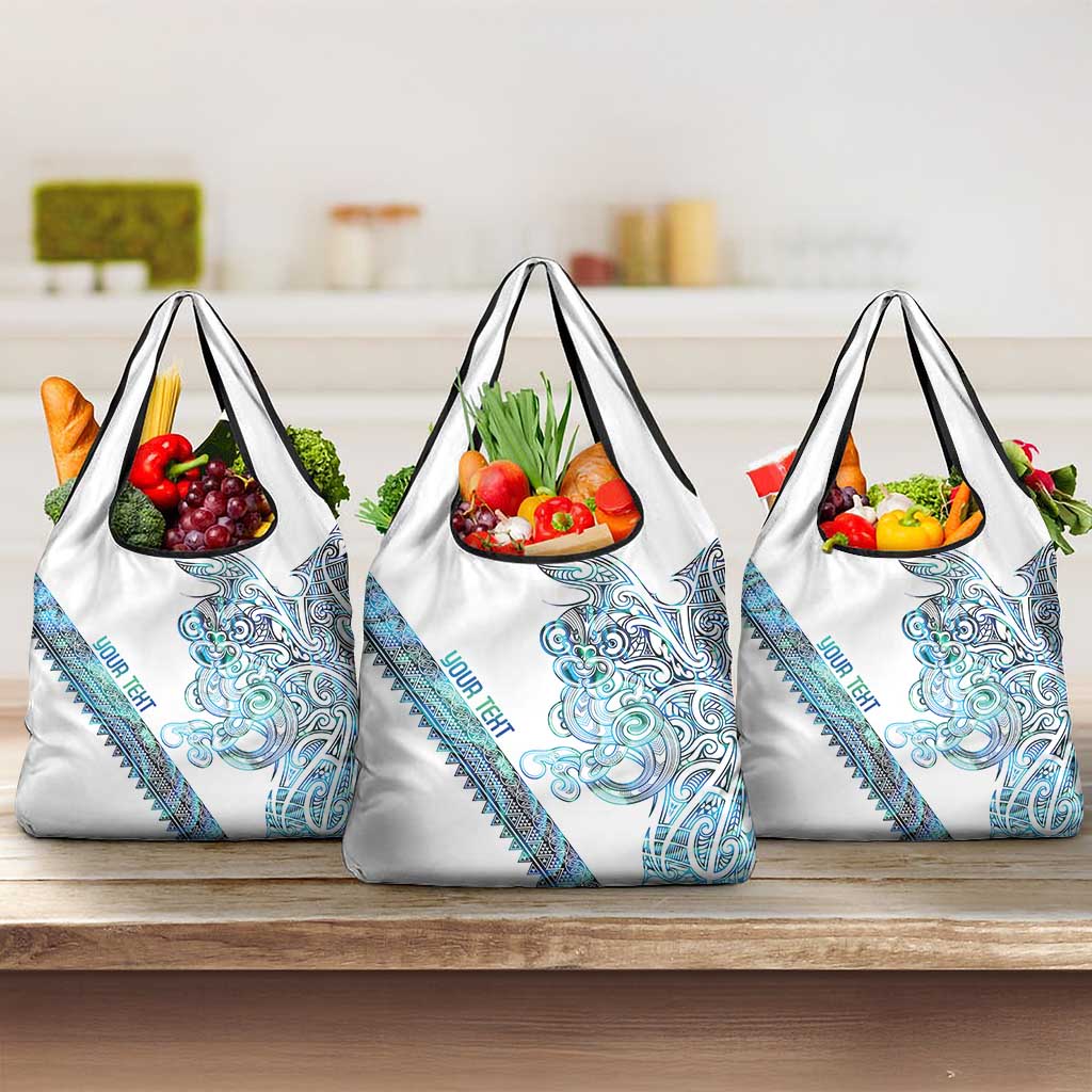 Kahui Whetu Paua shell Kowhaiwhai Taniko Personalised Grocery Bag Taniwha Maori Tribal Style LT9 3-pack One Size Blue - Polynesian Pride