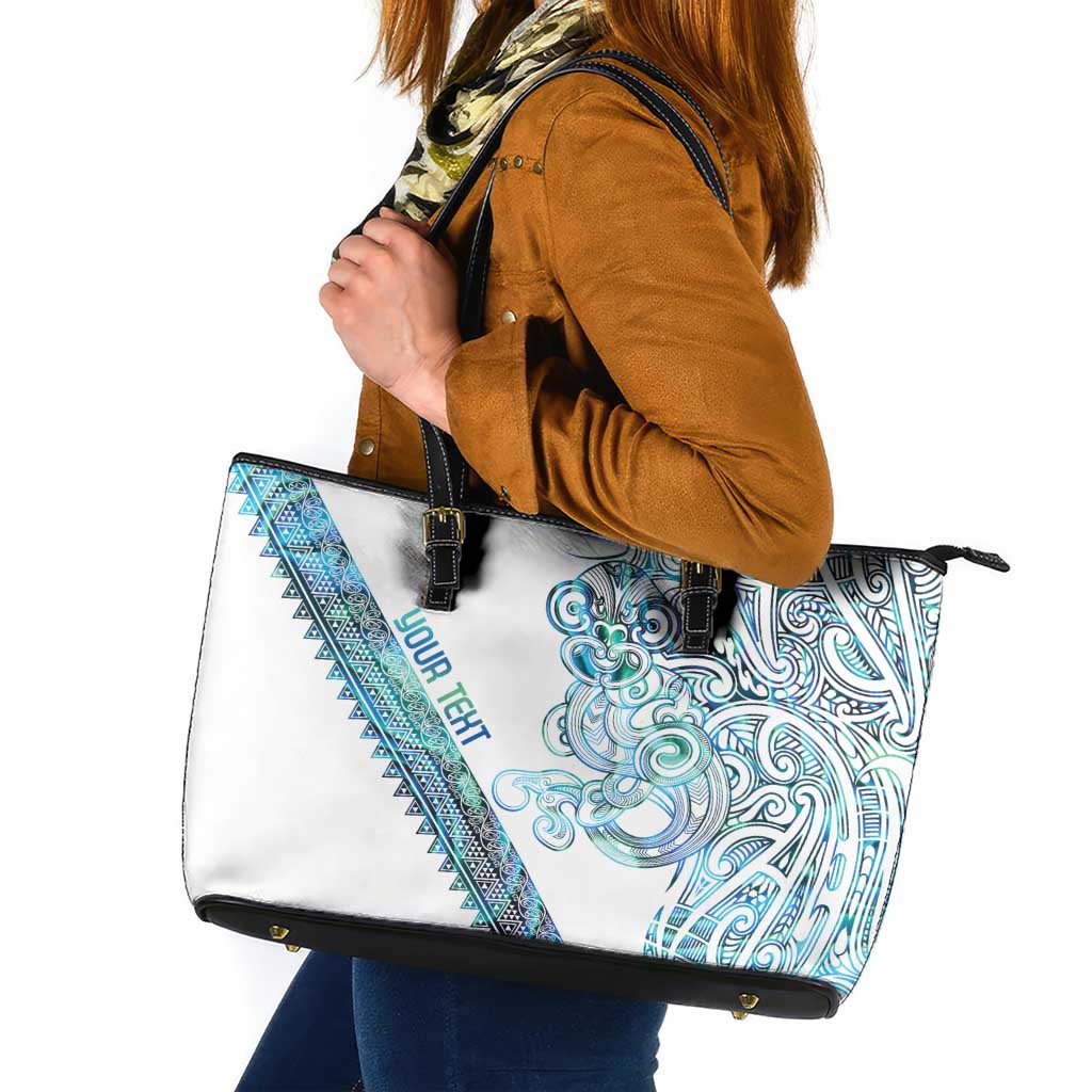 Kahui Whetu Paua shell Kowhaiwhai Taniko Personalised Leather Tote Bag Taniwha Maori Tribal Style LT9 Blue - Polynesian Pride