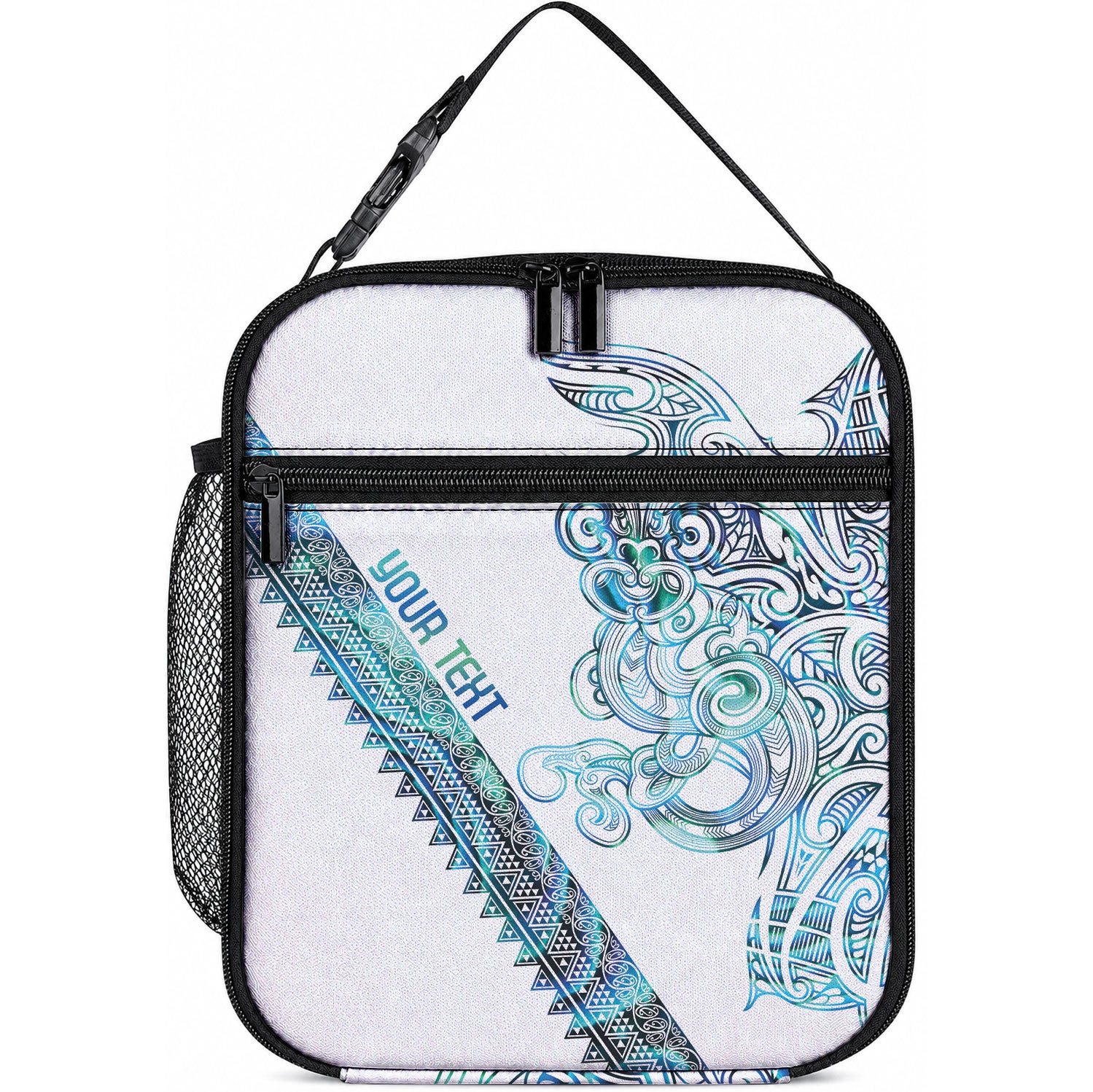 Kahui Whetu Paua shell Kowhaiwhai Taniko Personalised Lunch Bag Taniwha Maori Tribal Style LT9 10.2 × 8.3 × 4.3 inch Blue - Polynesian Pride