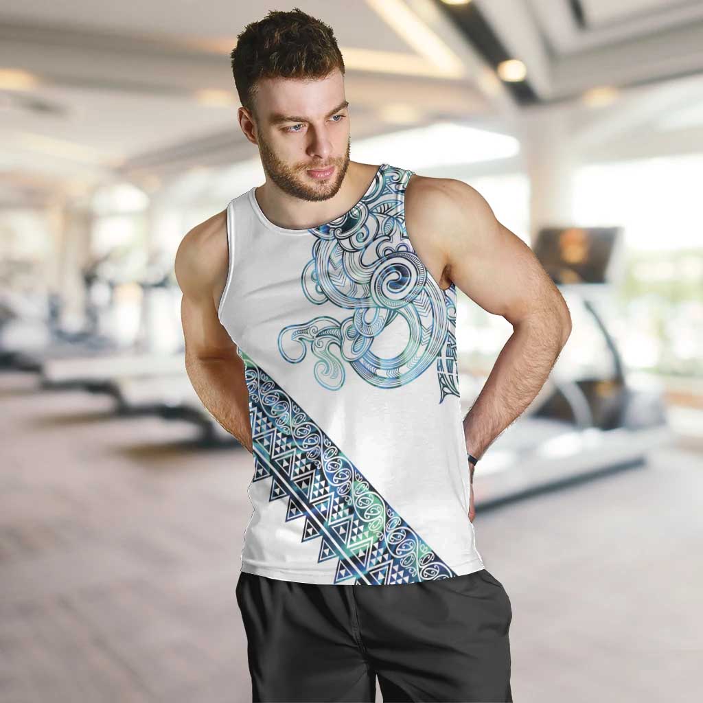 Kahui Whetu Paua shell Kowhaiwhai Taniko Personalised Men Tank Top Taniwha Maori Tribal Style LT9 Blue - Polynesian Pride