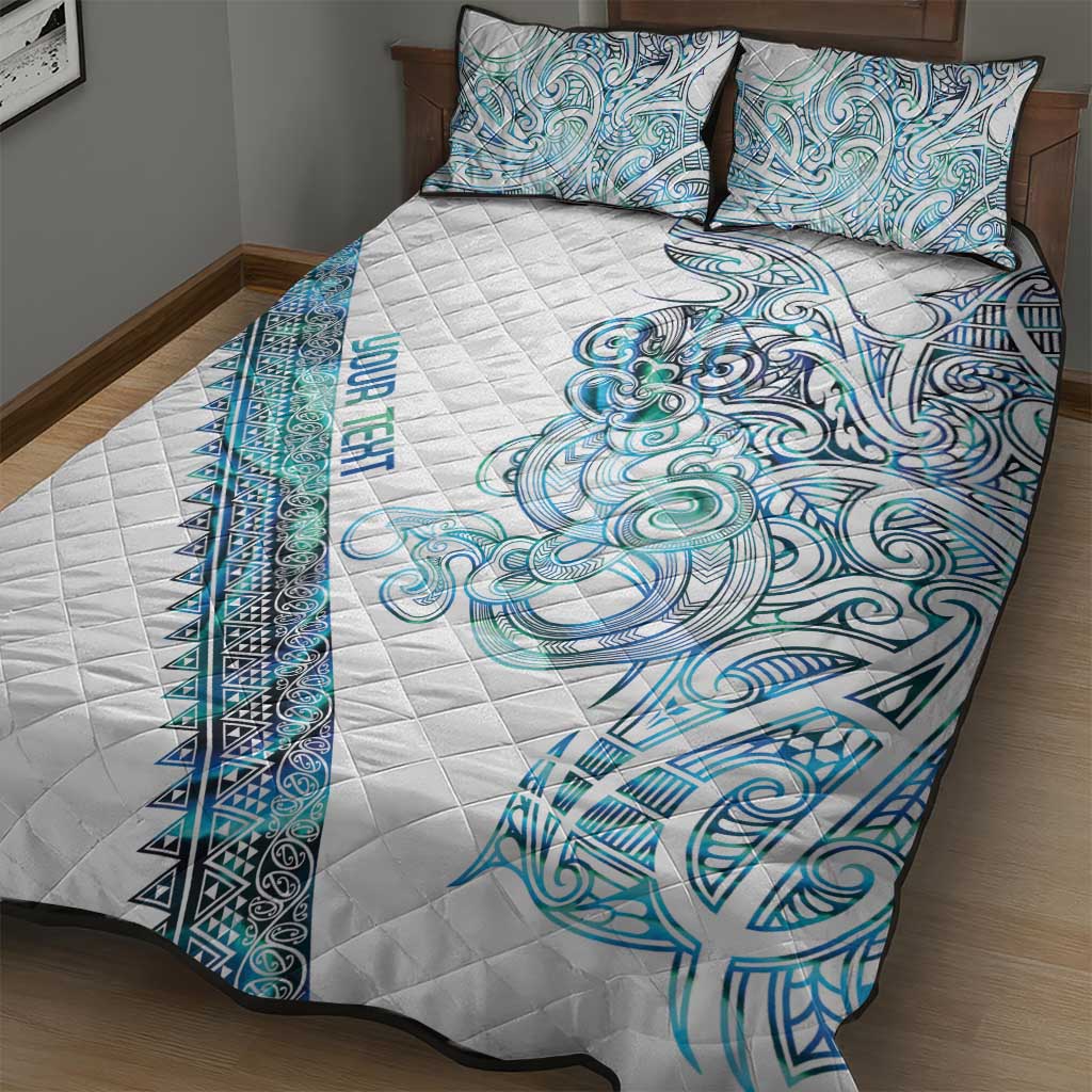 Kahui Whetu Paua shell Kowhaiwhai Taniko Personalised Quilt Bed Set Taniwha Maori Tribal Style