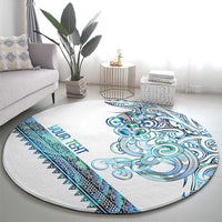 Kahui Whetu Paua shell Kowhaiwhai Taniko Personalised Round Carpet Taniwha Maori Tribal Style