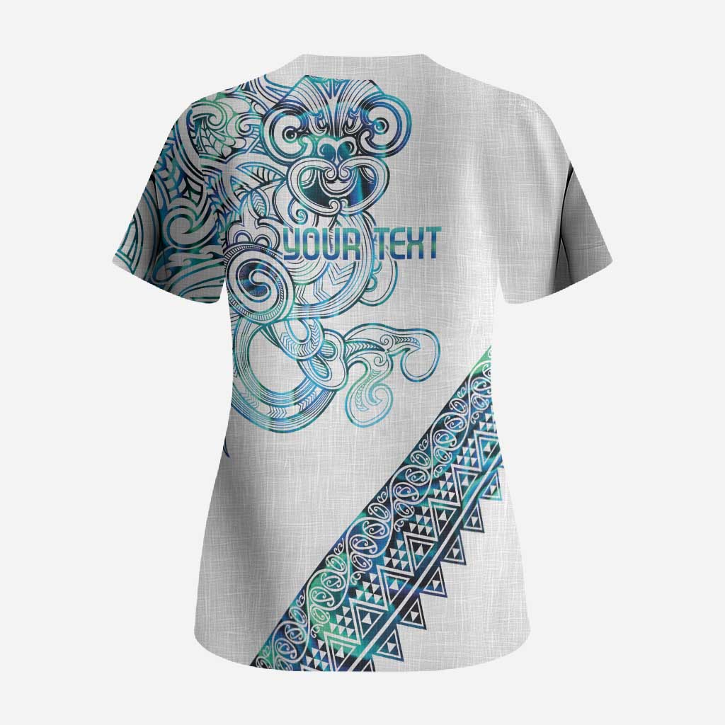 Kahui Whetu Paua shell Kowhaiwhai Taniko Personalised Scrub Top Taniwha Maori Tribal Style LT9 - Polynesian Pride