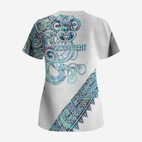 Kahui Whetu Paua shell Kowhaiwhai Taniko Personalised Scrub Top Taniwha Maori Tribal Style LT9 - Polynesian Pride