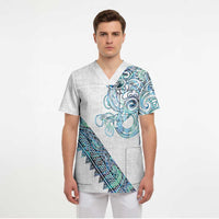 Kahui Whetu Paua shell Kowhaiwhai Taniko Personalised Scrub Top Taniwha Maori Tribal Style LT9 - Polynesian Pride