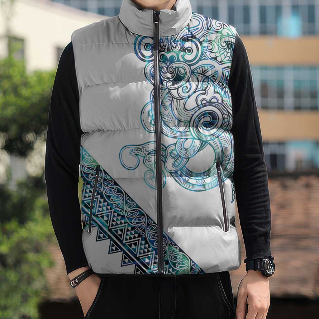 Kahui Whetu Paua shell Kowhaiwhai Taniko Personalised Sleeveless Puffer Jacket Taniwha Maori Tribal Style LT9 - Polynesian Pride