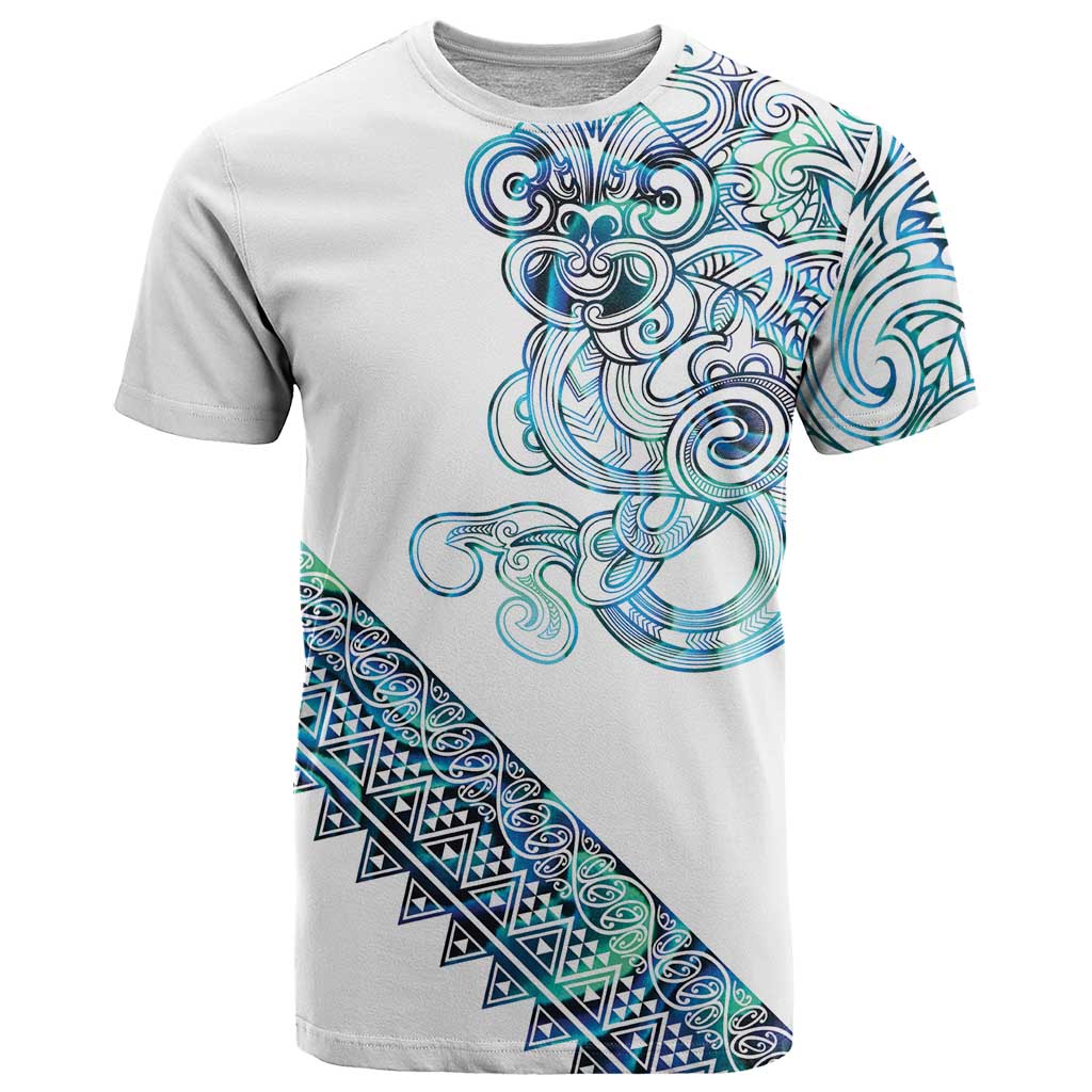 Kahui Whetu Paua shell Kowhaiwhai Taniko Personalised T Shirt Taniwha Maori Tribal Style LT9 Blue - Polynesian Pride