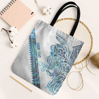 Kahui Whetu Paua shell Kowhaiwhai Taniko Personalised Tote Bag Taniwha Maori Tribal Style LT9 Black Strap One Size Blue - Polynesian Pride