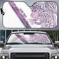 Mawhero Paua shell Kowhaiwhai Taniko Personalised Auto Sun Shade Taniwha Maori Tribal Style LT9 Pink - Polynesian Pride