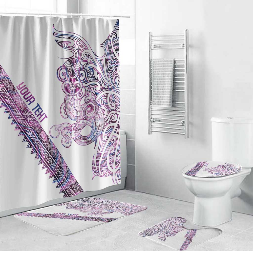 Mawhero Paua shell Kowhaiwhai Taniko Personalised Bathroom Set Taniwha Maori Tribal Style LT9 Bathroom Set (4 pcs) Pink - Polynesian Pride