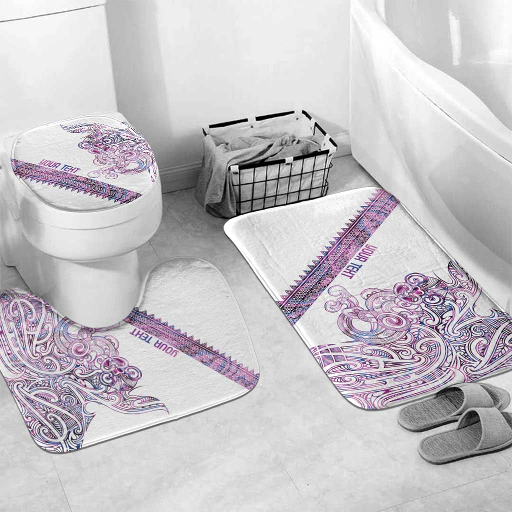 Mawhero Paua shell Kowhaiwhai Taniko Personalised Bathroom Set Taniwha Maori Tribal Style LT9 Mat Set Only (3 pcs) One Size Pink - Polynesian Pride