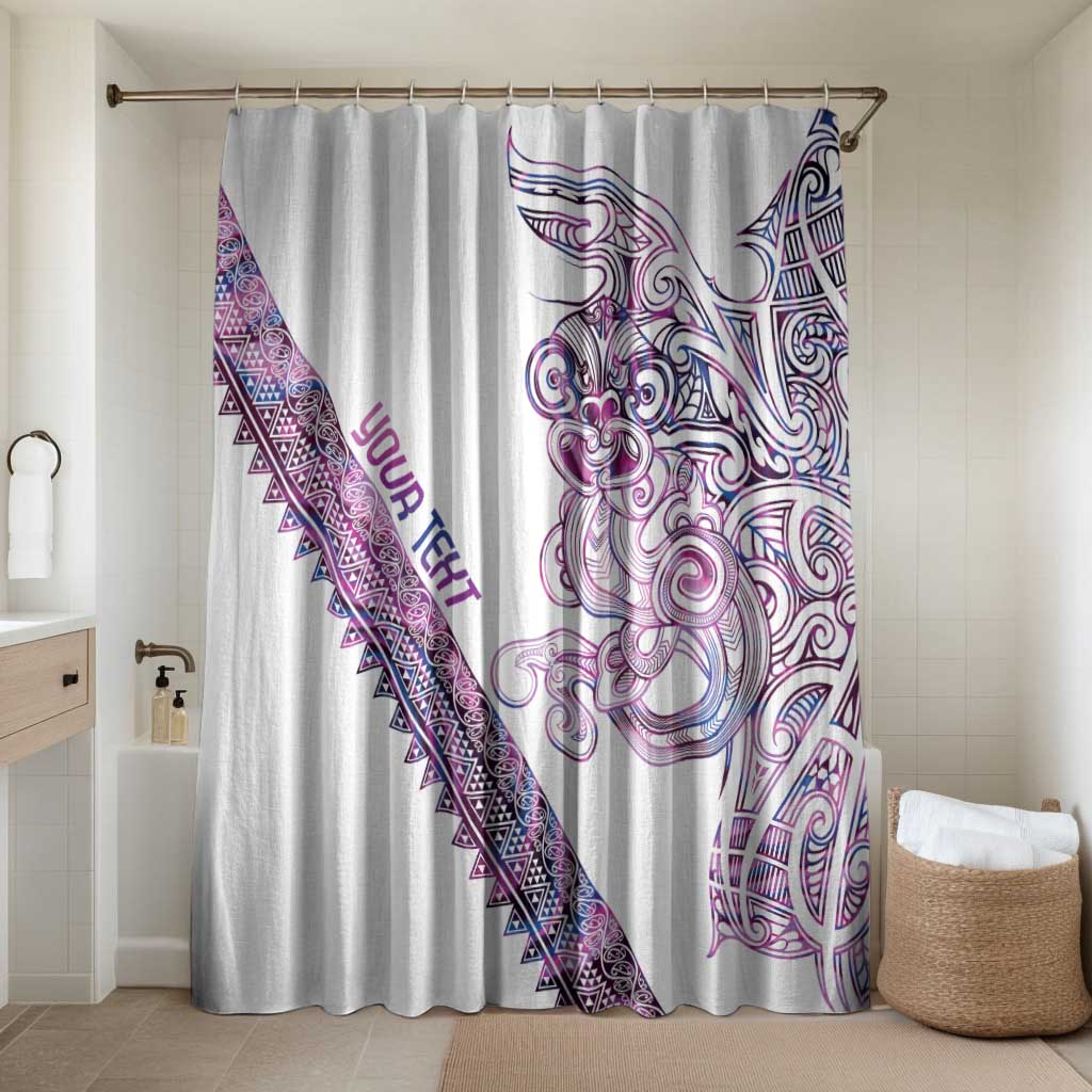 Mawhero Paua shell Kowhaiwhai Taniko Personalised Bathroom Set Taniwha Maori Tribal Style LT9 Shower Curtain Only Pink - Polynesian Pride