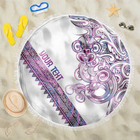 Mawhero Paua shell Kowhaiwhai Taniko Personalised Beach Blanket Taniwha Maori Tribal Style LT9 One Size 150cm Pink - Polynesian Pride