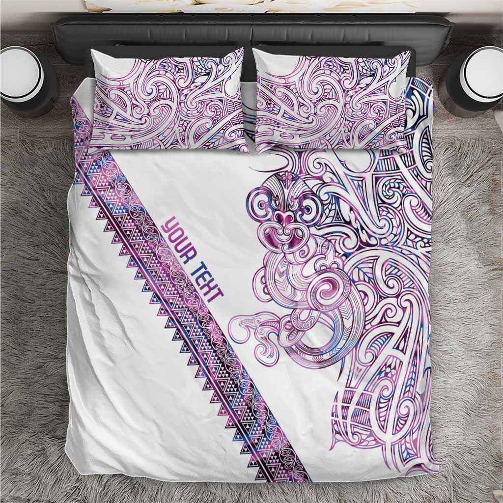 Mawhero Paua shell Kowhaiwhai Taniko Personalised Bedding Set Taniwha Maori Tribal Style LT9 Pink - Polynesian Pride