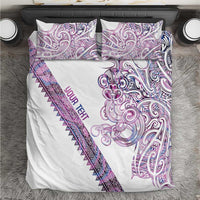 Mawhero Paua shell Kowhaiwhai Taniko Personalised Bedding Set Taniwha Maori Tribal Style LT9 Pink - Polynesian Pride
