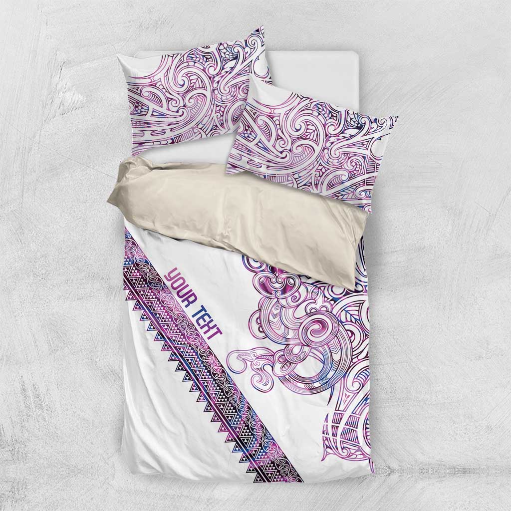 Mawhero Paua shell Kowhaiwhai Taniko Personalised Bedding Set Taniwha Maori Tribal Style LT9 US Twin 172cm x 218cm Pink - Polynesian Pride