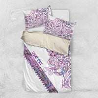 Mawhero Paua shell Kowhaiwhai Taniko Personalised Bedding Set Taniwha Maori Tribal Style LT9 US Twin 172cm x 218cm Pink - Polynesian Pride