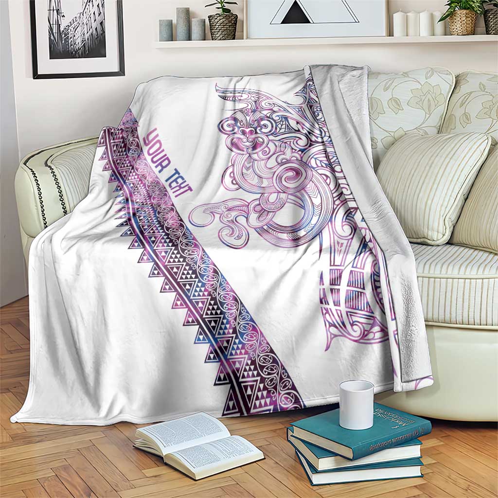 Mawhero Paua shell Kowhaiwhai Taniko Personalised Blanket Taniwha Maori Tribal Style LT9 Pink - Polynesian Pride