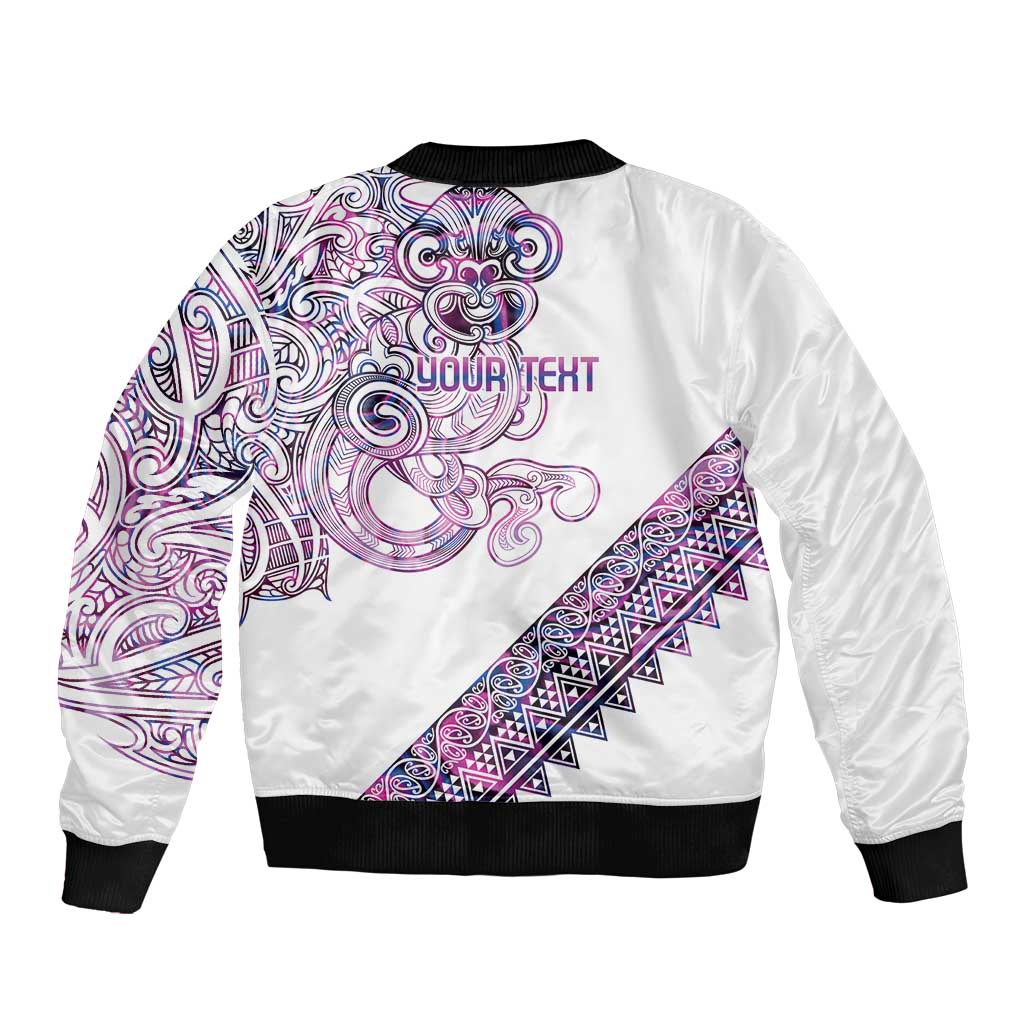 Mawhero Paua shell Kowhaiwhai Taniko Personalised Bomber Jacket Taniwha Maori Tribal Style LT9 - Polynesian Pride