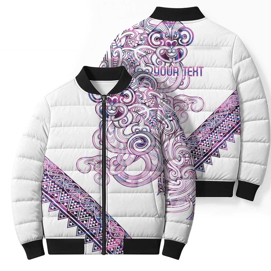 Mawhero Paua shell Kowhaiwhai Taniko Personalised Bomber Puffer Jacket Taniwha Maori Tribal Style LT9 - Polynesian Pride
