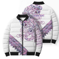 Mawhero Paua shell Kowhaiwhai Taniko Personalised Bomber Puffer Jacket Taniwha Maori Tribal Style LT9 - Polynesian Pride